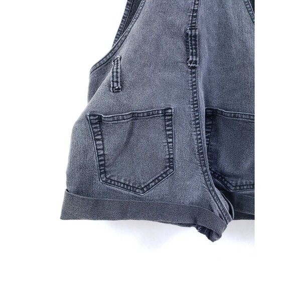 No Boundaries Juniors Medium (7-9) Black Denim Shortalls - Picture 3 of 8